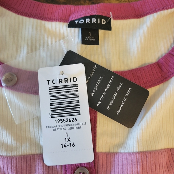 NWT Torrid Ribbed Color Block Henley - Picture 7 of 7